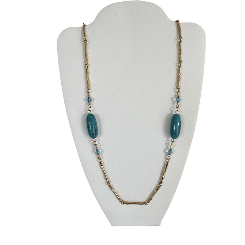 Vintage SARAH COVENTRY Necklace Faux Turquoise Gold Tone 17"